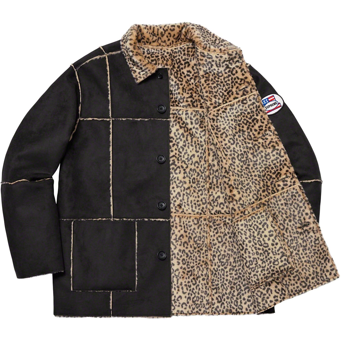 Reversible Faux Suede Leopard Coat view 14